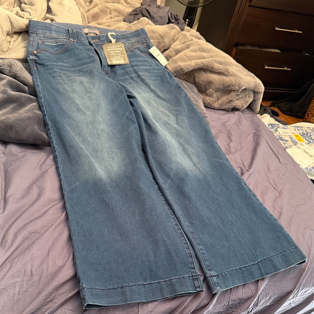 Democracy Medium Blue Wide Leg Jeans with Front Slit